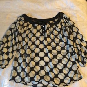 Heart Soul Polka Dotted Sheer Long Sleeve Blouse.